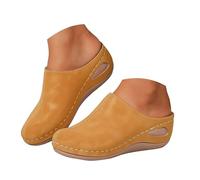 BUKKNYE Comfort Suede Clogs for Women UK Arch Support Slip On Slides Sandals Closed Toe Soft Casual Wedge Non Slip Potato Shoes Anti Slip Unisex