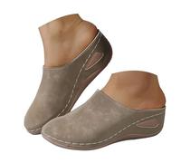 BUKKNYE Comfort Suede Clogs for Women UK Arch Support Slip On Slides Sandals Closed Toe Soft Casual Wedge Non Slip Potato Shoes Anti Slip Unisex