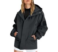 BUKKNYE Festival Raincoat Women's Lightweight Rain Jackets Hooded Breathable Packable Running Raincoats Active Trench Windbreaker with Hideaway Hood for Cycling Hiking A-Black