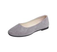 BUKKNYE Flat Shoes for Women Comfortable Casual Square Toe Ballet Flats Slip On Ballerina Flats Solid Color Ballet Pumps Dolly Shoes Wide Fit Ballet Pumps for Women Grey