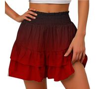 BUKKNYE Flowy Shorts for Women Dressy Bermuda Shorts Elastic High Waisted Ruffle Flowy Pleated Boho Floral Printed Cute Butterfly Short Pants