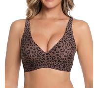BUKKNYE Jelly Wireless Bras for Women UK Seamless Comfort Non Wired Comfort Push Up Bra Leopard Fashion Summer Underwear for Older Women with Sagging Breasts