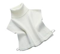 BUKKNYE Knitted Turtleneck Fake Collar Womens Half Blouse Cotton Sleeveless Mock High Turtleneck Dickey Collar Shirt Neck Guard Warm White