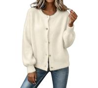 BUKKNYE Lightweight Cardigans for Women UK Long Sleeve Open Front Cashmere Jumpers Cotton Soft Warm Sweaters Crew Neck Button Down Loose Solid Colour Casual Autumn Winter Jackets
