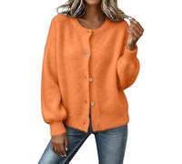 BUKKNYE Lightweight Cardigans for Women UK Long Sleeve Open Front Cashmere Jumpers Cotton Soft Warm Sweaters Crew Neck Button Down Loose Solid Colour Casual Autumn Winter Jackets