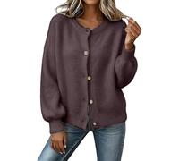 BUKKNYE Lightweight Cardigans for Women UK Long Sleeve Open Front Cashmere Jumpers Cotton Soft Warm Sweaters Crew Neck Button Down Loose Solid Colour Casual Autumn Winter Jackets