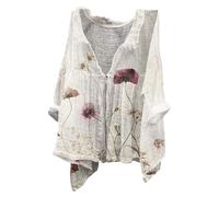 BUKKNYE Linen Tops Women White Oversized Shirt Women Shirt Black Blouse Women Button Down Shirts Womens Holiday Clothes UK Womens Tops Size 12