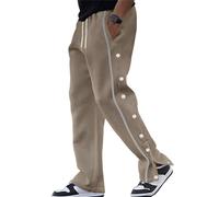 BUKKNYE Men Tear Away Tracksuit Bottoms High Split Snap Button Post Surgery Sweatpants Elastic Waist Loose Sports Fitness Jogging Pants Sportswear Fitness Trousers with Pockets Drawstring Coffee