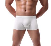 BUKKNYE Mens Boxers Plain Jersey Boxer Shorts Underwear Anti Chafing Soft Comfortable Boxer Briefs Moisture Wicking Technology Sports Shorts(White,XL)