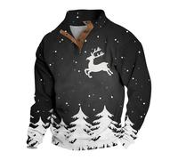 BUKKNYE Men's Christmas Sweatshirts Xmas Funny 3D Printed Hoodies Long Sleeve Plush Collar Sweaters Jumpers Gifts for Husband Boyfriend Father