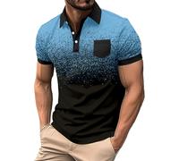 BUKKNYE Men's Fashion Polo Shirts Tie Dye Gradient Short Sleeve Blouse Tops Button Up Slim Fit Summer Golf Tennis Big&Tall A-Blue