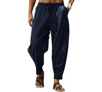 BUKKNYE Mens Harem Pants Oversize Hippie Trousers Lightweight Drawstring Elastic Waist Hip Hop Trousers Breathable Yoga Hiking Workout Sweatpants with Pockets