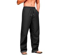 BUKKNYE Mens Jogging Bottoms Straight Leg Fleece Lined Joggers Sweatpants Loose Fit Elasticated Waist Trousers Solid Color Tracksuit Bottoms Sweat Track Pants Black
