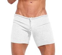 BUKKNYE Men's Lounge Shorts Nightwear Knit Lightweight Ultra Soft Comfy Pyjama Bottoms Casual Stretch Quick Dry Workout Running Gym Training Shorts Summer Athletic Joggers White