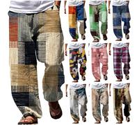 BUKKNYE Mens Paisley Print Hippy Patchwork Lightweight Cotton Cargo Pants