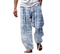 BUKKNYE Men's Patchwork Peace Elastic Waist Hippie Gypsy Trousers