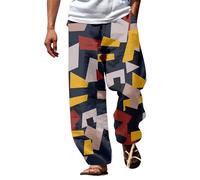 BUKKNYE Mens Patchwork Tie Dye Peace Cotton Genie Parachute Yoga Pants
