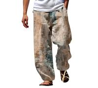 BUKKNYE Mens Patchwork Tie Dye Peace Cotton Genie Parachute Yoga Pants Plus Size Loose Fit Straight Leg Casual Hippie Gypsy Trousers Summer Beach Trousers