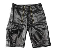 BUKKNYE Men's PU Leather Shorts Slim Fit Flat Front Hot Shorts Boxer Pants Oversize Wet Look Sexy Underpants with Multi Pockets for Party Club Streetwear