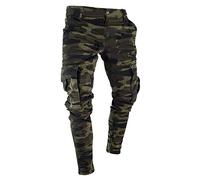 BUKKNYE Mens Skinny Camo Jeans Durable Camoflag Tapered Heavy Duty Stretchy Hiking Cargo Denim Jean Plus Size Slim Fit Casual Tactical Pants with Big Pockets