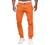 BUKKNYE Mens Skinny Dress Pants Elastic Waist Flat Front Slim Fit Casual Smart Work Trousers Plus Size Business Office Golf Pants Slacks with Pockets Big&Tall Orange