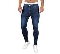 BUKKNYE Mens Super Skinny Fit Jeans Stretch Ripped Biker Denim Pants All Waist Legs