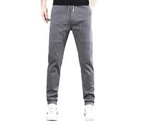 BUKKNYE Multipants High Stretch Multi-Pocket Durable Cargo Pants Oversize Elastic Waist Loose Fit Casual Sport Trousers Mencomfy Hiking Jogger Bottoms Big&Tall Grey