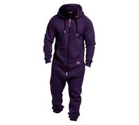 BUKKNYE Onesies Men's Hooded Jumpsuit Rompers Zip Up Drawstring Long Sleeve Playsuit One Piece Tracksuit Matching Pjs with Pockets for Women