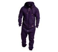 BUKKNYE Onesies Men's Hooded Jumpsuit Rompers Zip Up Drawstring Long Sleeve Playsuit One Piece Tracksuit Matching Pjs with Pockets for Women