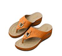 BUKKNYE Orthopedic Sandals for Women UK 2026 Flip Flops No Slip Wide Width Memory Foam Comfortable Walking Shoes Arch Support Soft Cushion Summer Slip On Shoes Orange