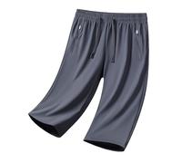 BUKKNYE Oversize Shorts for Senior Women Ice Silk Cooling Quick Drying Stretch Sport Workout Shorts Plus Size Breathable Lightweight Comfortable Gym Pants Sleep Loungewear with Pockets Dark Gray