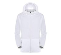 BUKKNYE Rain Jacket Women Oversized Sun Protection Windbreaker Unisex Coats Packable Hiking Travel Quick Dry Tops with Hood A-White