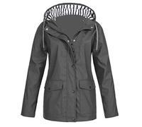 BUKKNYE Rain Jackets for Women UK Softshell Jacket Ladies Rain Jacket Functional Rain Coat Windbreaker Oversize Waterproof Hiking Jacket Breathable Outdoor Jacket with Hood for Spring Fall Winter
