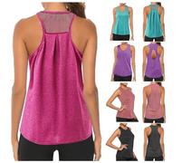 BUKKNYE Running Tank Top Women Sleeveless Racerback Round Neck Loose Fit Yoga Tops Active Shirts Quick Dry Breathable Moisture Wicking Gym Clothes(Hot Pink,M)