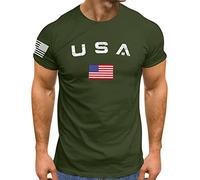 BUKKNYE USA Patriotic Shirt Men American Flag T-Shirt Muscle Slim Fit Quick Dry Workout Tees Plus Size Tactical Patriotic Tops