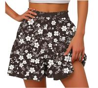 BUKKNYE Women’s Summer Shorts Casual Bowknot Elastic High Waisted Ruffle Flowy Pleated Beach Cute Short Pants(Coffee,S)