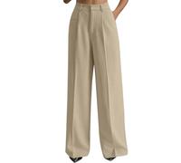BUKKNYE Womens Bootcut Trousers High Waisted Stretch Office Trousers Flare Leg Smart Casual Yoga Work Pants with Back Pockets Plus Size Beige