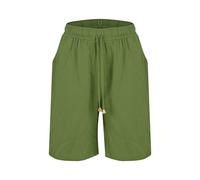 BUKKNYE Women's Linen Shorts Knee Length Summer Fifth Pants Oversize Baggy Loose Comfy Light Weight Casual Loungewear Beach Vacation Running Cycing Bottoms with Pockets Elastic Waist Drawstring