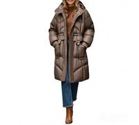 BUKKNYE Womens Puffer Jacket with Hood Quilted Down Long-Lenght Puffer Coats Windproof Heavyweight Warm Slim Trench Coat Outdoor Hiking Skiing Snowboarding Padded Thermal Overcoat
