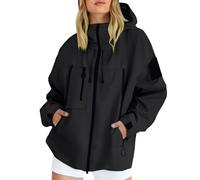 BUKKNYE Womens Rain Jacket Plus Size Packable Jacket Womens Unisex Raincoat Waterproof Lightweight Rain Jackets Windbreaker Packable Hooded Coats Outdoor Running Windbreaker for Men Black