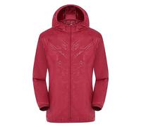 BUKKNYE Womens Rain Jacket with Hood Lightweight Waterproof Rain Coat Outdoor Active Windbreaker A-red