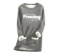 BUKKNYE Women's Sherpa Fleece Lined Sweatshirts Without Hood Thick Warm Fall Winter Shirts I'm Still Freezing ME 24:7 Funny Sweater Pullover Plus Size Print Long Tops