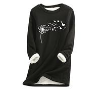 BUKKNYE Women's Sherpa Fleece Lined Sweatshirts Without Hood Thick Warm Fall Winter Shirts I'm Still Freezing ME 24:7 Funny Sweater Pullover Plus Size Print Long Tops C-Black