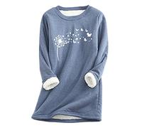 BUKKNYE Women's Sherpa Fleece Lined Sweatshirts Without Hood Thick Warm Fall Winter Shirts I'm Still Freezing ME 24:7 Funny Sweater Pullover Plus Size Print Long Tops C-Blue