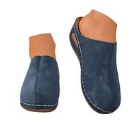 BUKKNYE Womens Suede Clogs Leather Mules Cork Footed Slip On Slides Sandals Arch Support Orthopedic Shoes with Arch Support Potato Shoes Anti Slip Unisex A Blue