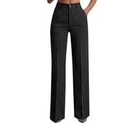 BUKKNYE Work Trousers Women Wide Leg High Waisted Black Trousers Loose Fit Winkle Free Flat Front Smart Casual Yoga Office Business Pants with Pockets