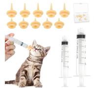 BUKLUKE Pet Feeding Set, Pack of 10 Silicone Nipples with 10 ml and 5 ml Syringe, Breeding Bottle for Puppies, Dogs, Cats or Other Pets, with Storage Box
