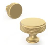 BUKOBYHE 10 Pack Kitchen Cabinet Knobs Brushed Brass Cabinet Pulls Gold Knurled Drawer Knobs Solid Kitchen Hardware Kitchen Handles for Cabinets Cupboard Knobs Drawer Knobs