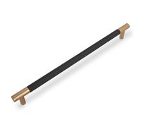 BUKOBYHE 6 Pack 11-5/16 inch（288mm） Kitchen Cabinet Handles Black and Champagne Bronze Knurled Cabinet Pulls Black Drawer Pulls Kitchen Hardware