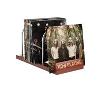 Bulado Now Playing Vinyl Record Holder, Wooden Vinyl Record Storage with Front Display Groove, Album Storage Stand Organizer for 50 LPs, Easy to Assemble, Magazine Holder Rack for Gift